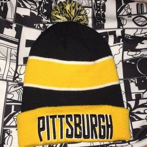 Yellow and black Pittsburg hat